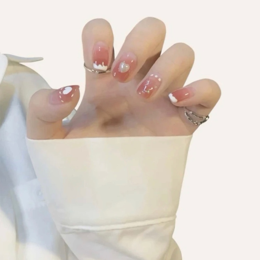 24pcs Colorblock Nails in Coral, 1 Sheet of Tape & 1 Nail File (COPY)